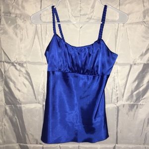 A. Byer royal blue satin babydoll cami